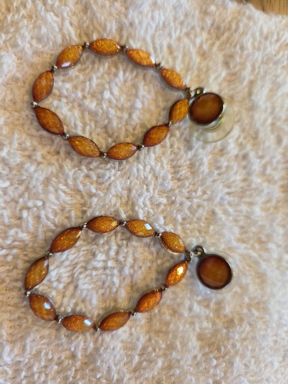 Metal and Brown Post Earrings